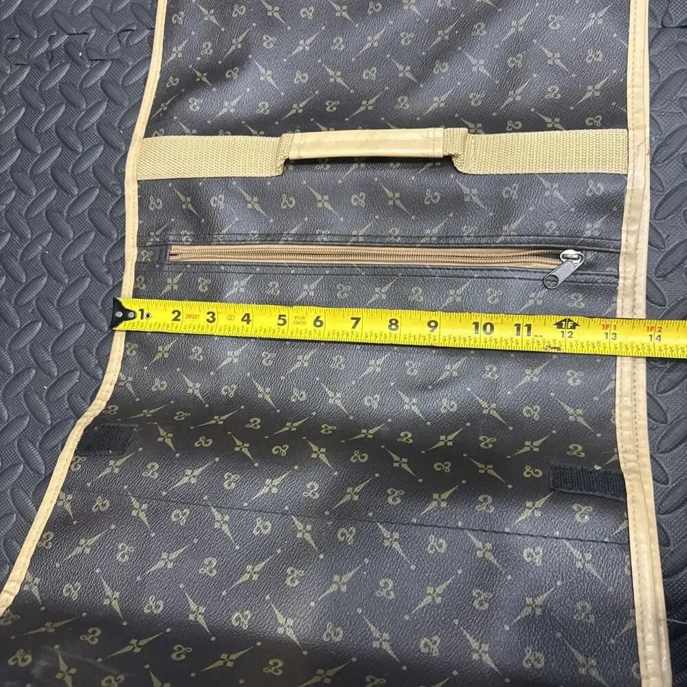 Vintage Monogrammed Folding Garment Bag/Cart w/Rolling Wheels 23” H